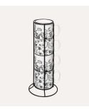 Set de 4 Tazas Altas Floral de Porcelana con Base Metálica