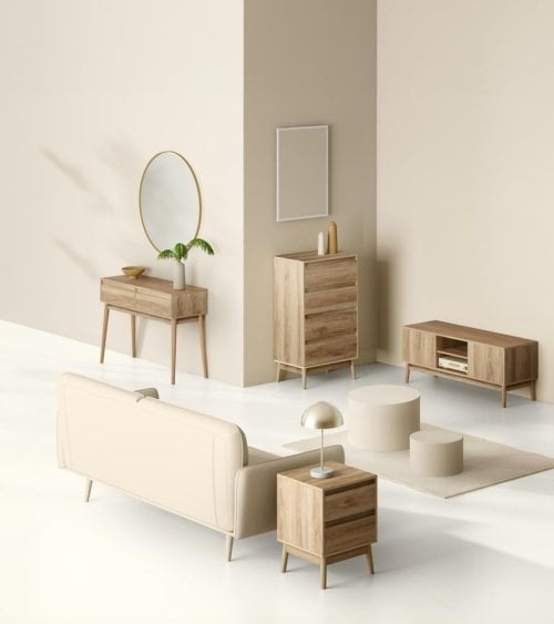 Mesita de Noche con 2 Cajones Abana de Madera