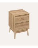 Mesita de Noche con 2 Cajones Abana de Madera