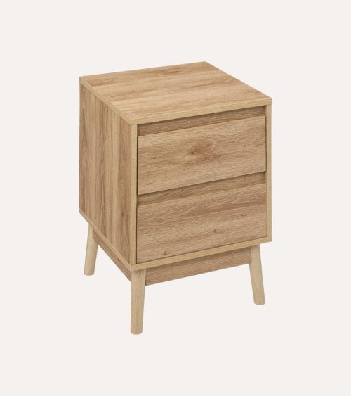 Mesita de Noche con 2 Cajones Abana de Madera