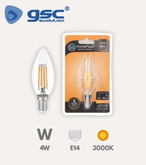 Bombilla LED Tipo Vela E14 4W