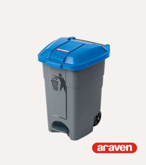 Cubo de Basura de Reciclaje con Tapa y Ruedas de Araven