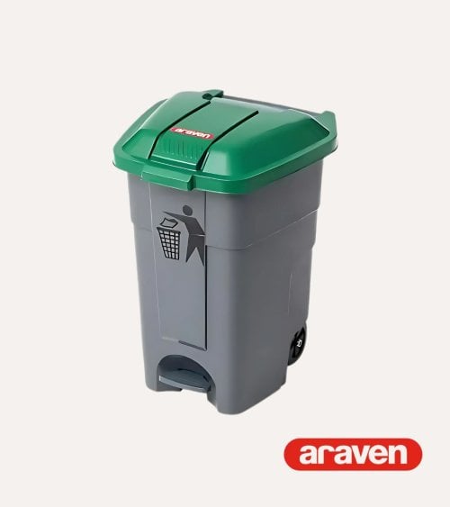 Cubo de Basura de Reciclaje con Tapa y Ruedas de Araven