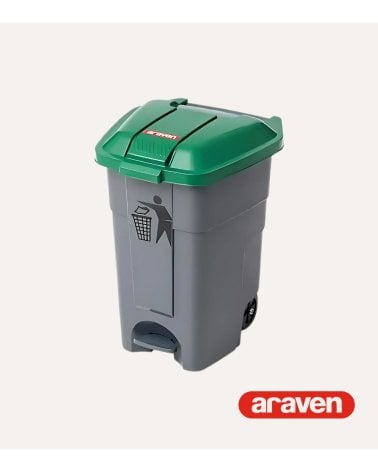 Cubo de Basura de Reciclaje con Tapa y Ruedas de Araven