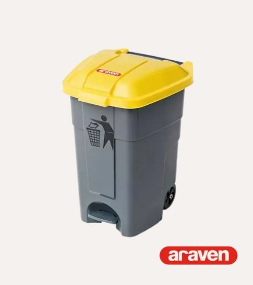 Cubo de Basura de Reciclaje con Tapa y Ruedas de Araven
