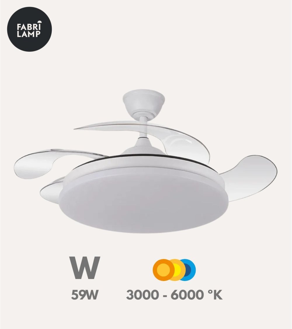 Ventilador de Techo y Lámpara LED Tridente con Aspas Retráctiles