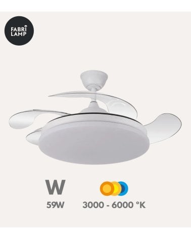 Ventilador de Techo y Lámpara LED Tridente con Aspas Retráctiles