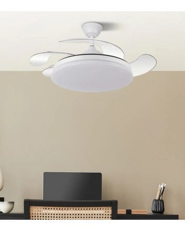 Ventilador de Techo y Lámpara LED Tridente con Aspas Retráctiles