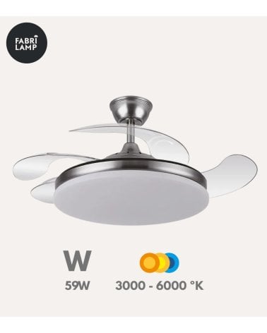 Ventilador de Techo y Lámpara LED Tridente con Aspas Retráctiles