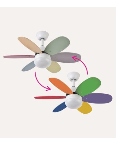 Ventilador de Techo y Lámpara LED Alves con Aspas Reversibles