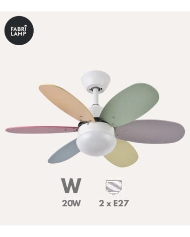 Ventilador de Techo y Lámpara LED Alves con Aspas Reversibles