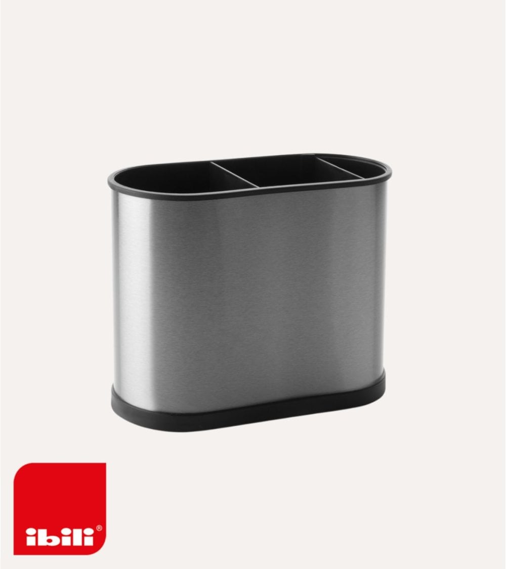 Portautensilios Rectángular de Acero Inoxidable y Plástico