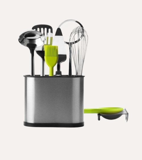 Portautensilios Rectángular de Acero Inoxidable y Plástico