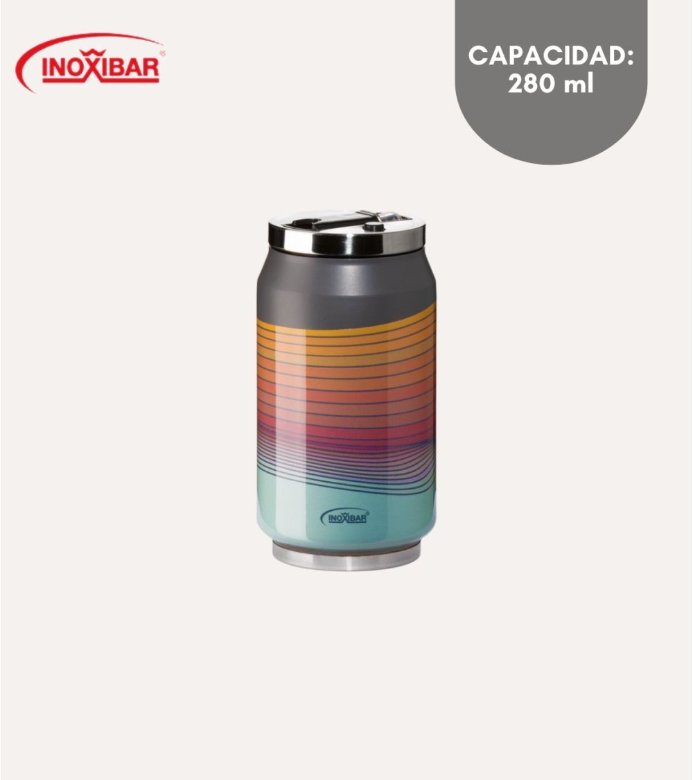 Termo Estilo Lata Thermocan Red Waves de Acero Inoxidable Termo Estilo Lata Thermocan Red Waves de Acero Inoxidable