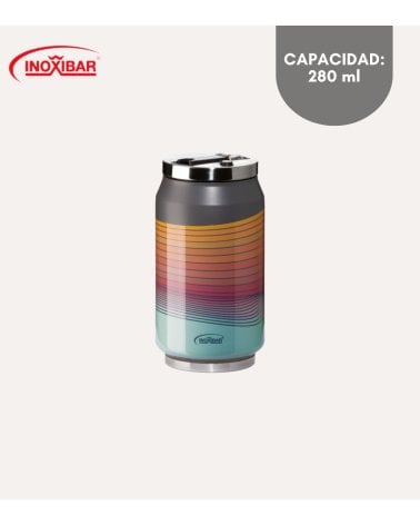 Termo Estilo Lata Thermocan Red Waves de Acero Inoxidable