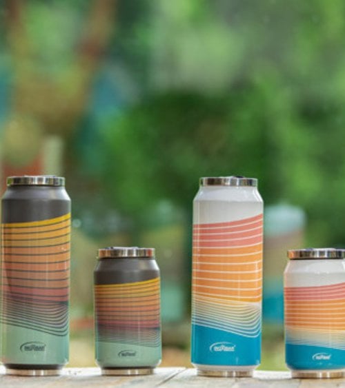 Termo Estilo Lata Thermocan Red Waves de Acero Inoxidable