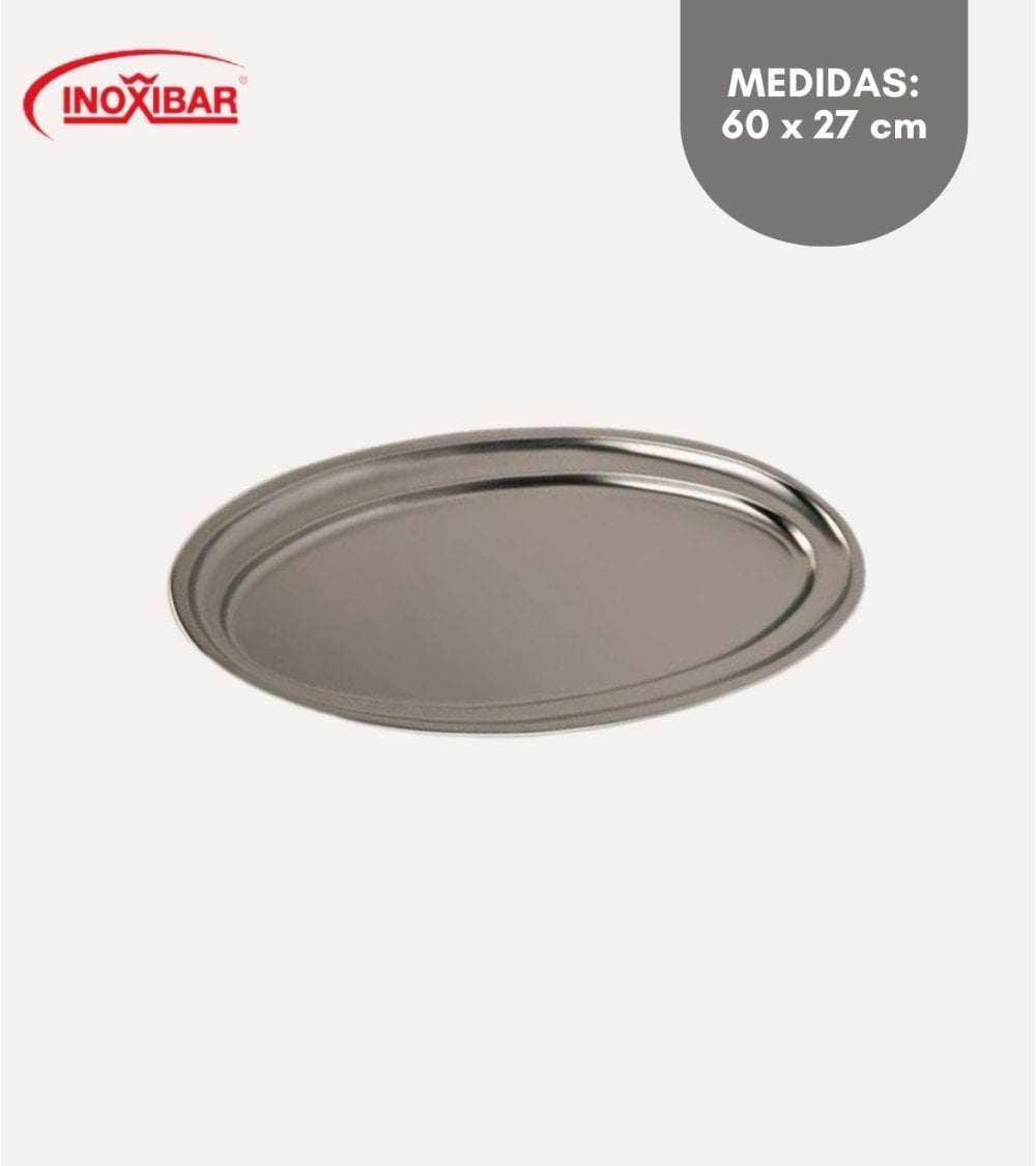 Bandeja Oval para Pescado de Acero Inoxidable 18%