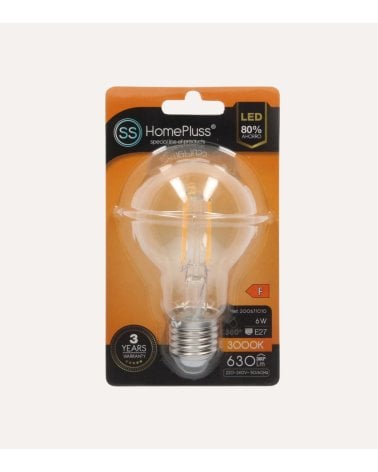 Bombilla LED Estándar E27 6W Transparente