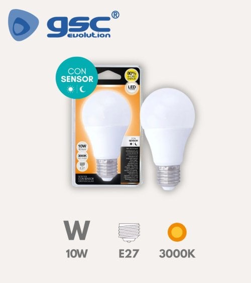 Bombilla LED Estándar E27 10W con Sensor Crepuscular