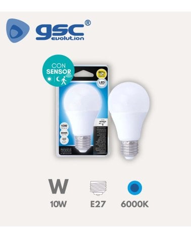 Bombilla LED Estándar E27 10 W con Sensor Presencia y Crepuscular