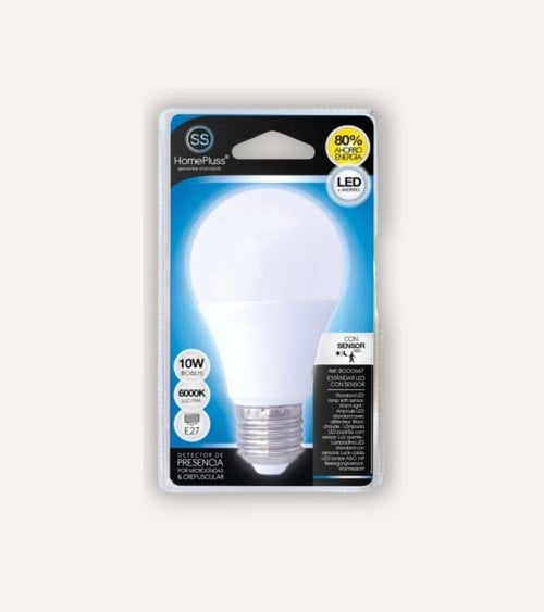 Bombilla LED Estándar E27 10 W con Sensor Presencia y Crepuscular