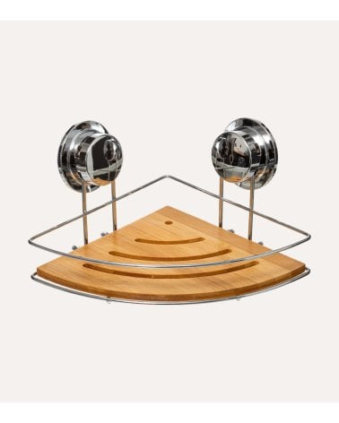 Estante Esquinero para Ducha de Bambú y Metal