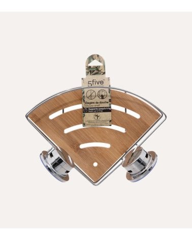 Estante Esquinero para Ducha de Bambú y Metal