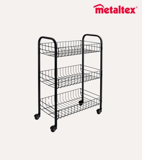 Carrito Auxiliar Siena de 3 Niveles de Metal