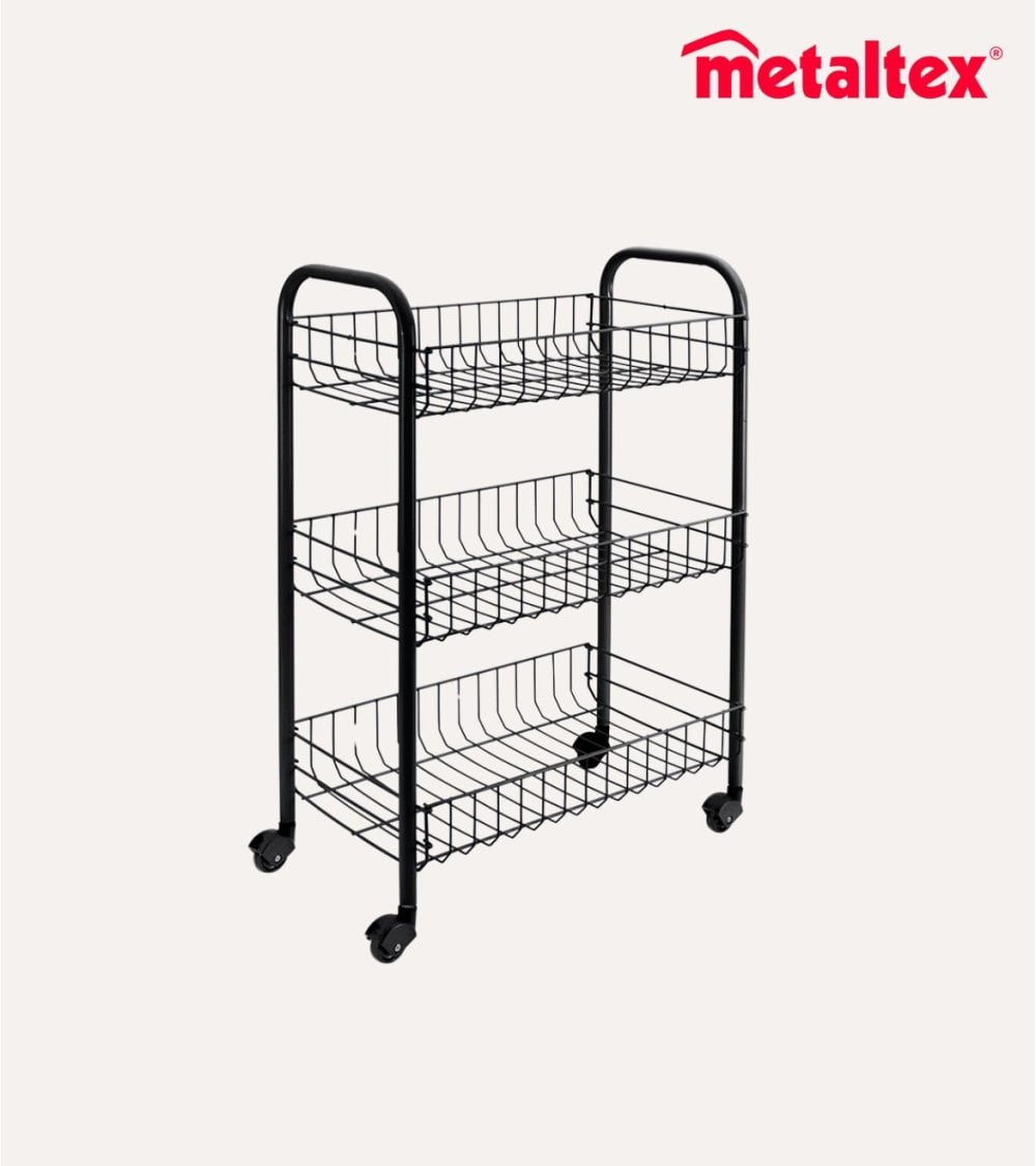 Carrito Auxiliar Siena de 3 Niveles de Metal