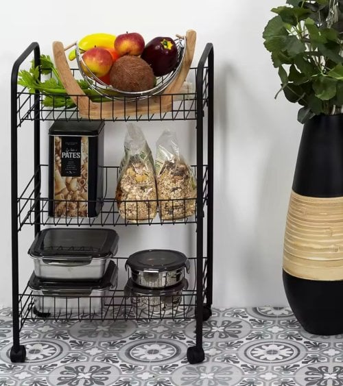 Carrito Auxiliar Siena de 3 Niveles de Metal