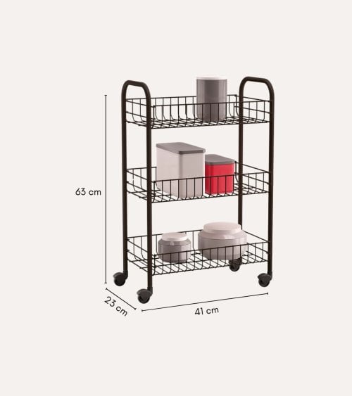 Carrito Auxiliar Siena de 3 Niveles de Metal