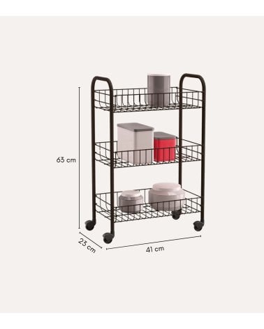 Carrito Auxiliar Siena de 3 Niveles de Metal