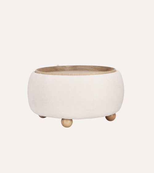 Puff con Contenedor Irisha de Madera y Poliéster