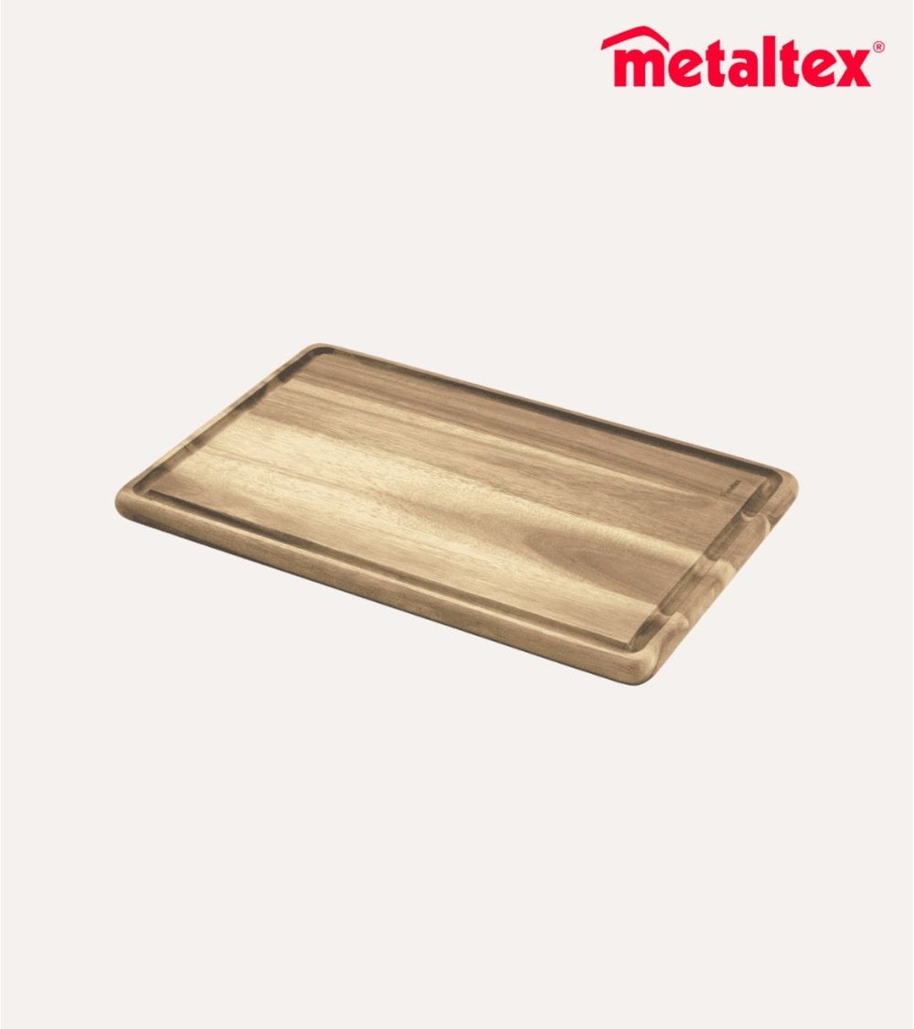 Tabla de Corte Restangular con Ranura de Madera de Acacia
