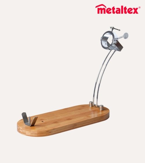 Jamonero Giratorio de Madera de Bambú y Acero Inoxidable