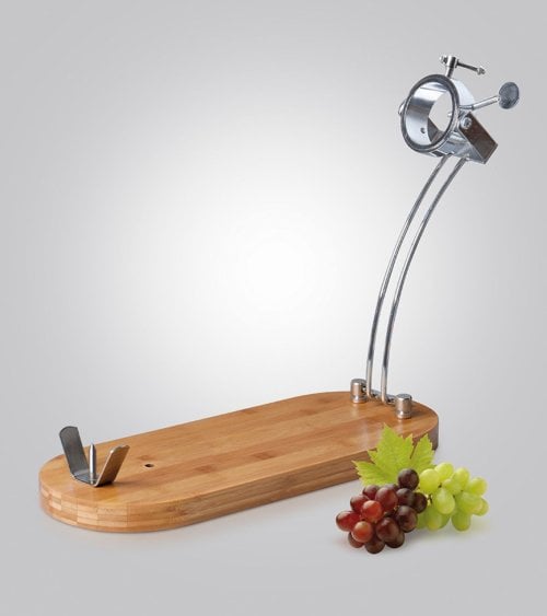 Jamonero Giratorio de Madera de Bambú y Acero Inoxidable