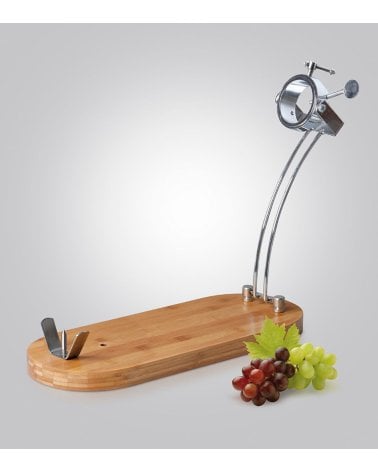 Jamonero Giratorio de Madera de Bambú y Acero Inoxidable