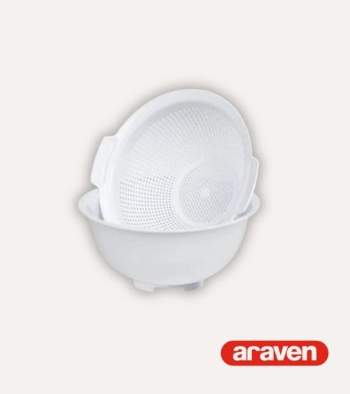 Bol con Escurridor Redondo Blanco de Araven