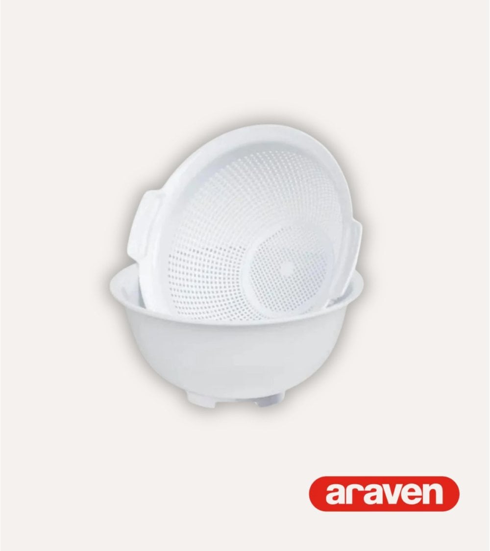 Bol con Escurridor Redondo Blanco de Araven