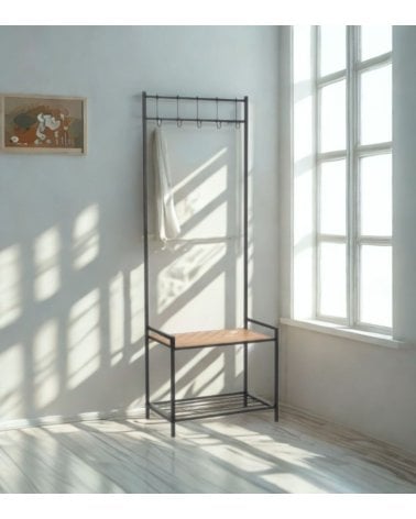 Perchero de Pie Haldor de Acero Epoxi y MDF