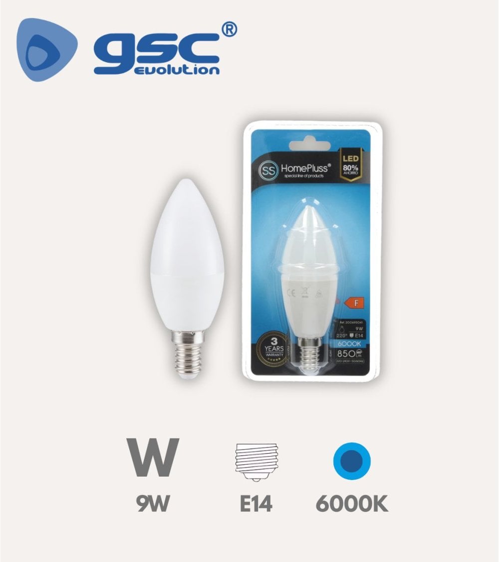Bombilla LED Vela E14 9W