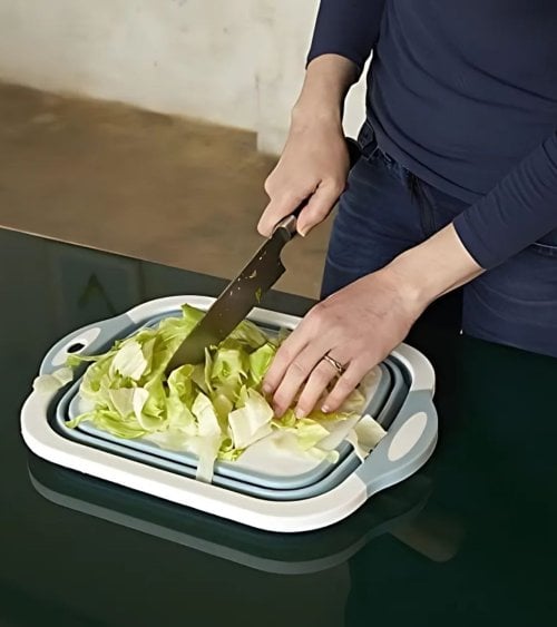 Escurridor y Tabla de Corte Plegable Lave y Corte de Plástico