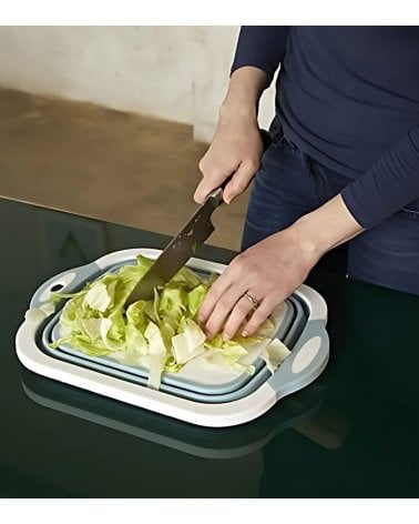 Escurridor y Tabla de Corte Plegable Lave y Corte de Plástico