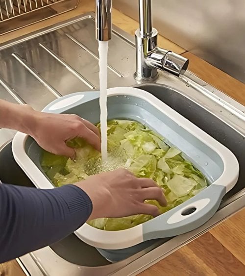 Escurridor y Tabla de Corte Plegable Lave y Corte de Plástico