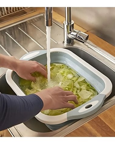 Escurridor y Tabla de Corte Plegable Lave y Corte de Plástico