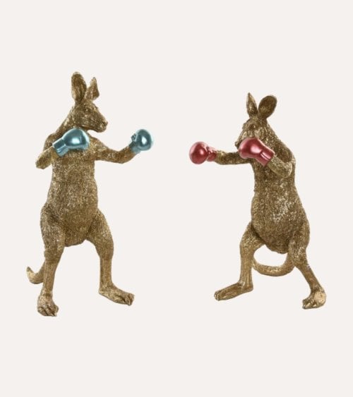 Figura Decorativa de Canguro Boxeador de Resina
