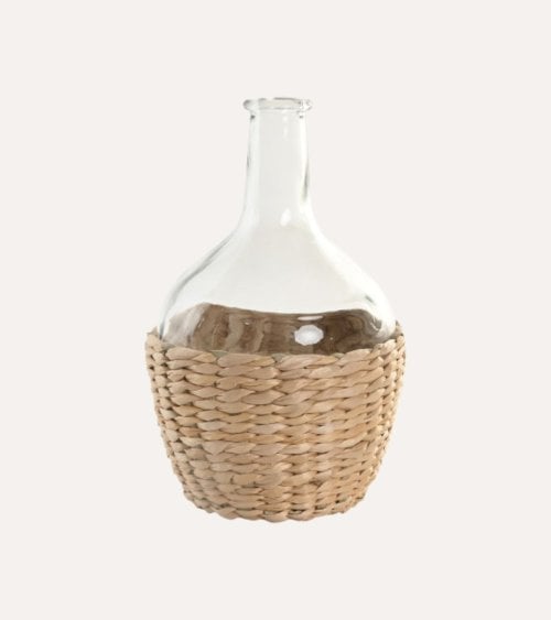 Garrafa Damajuana de Cristal y Tejido de Fibra
