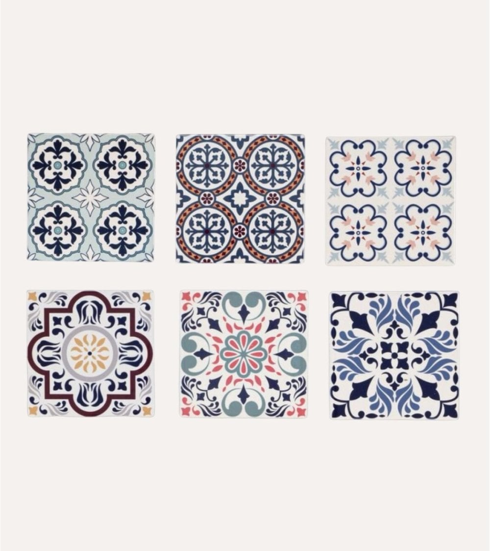 Posavasos Mediterráneo de Cerámica y Base de Corcho