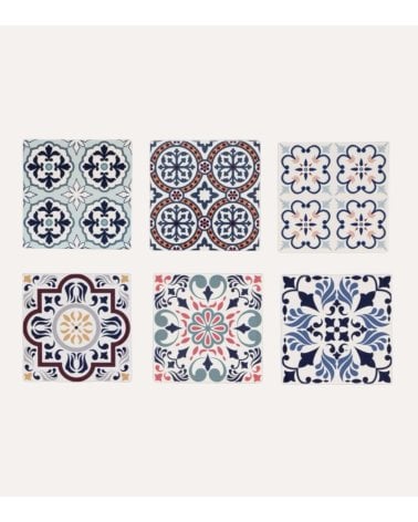 Posavasos Mediterráneo de Cerámica y Base de Corcho