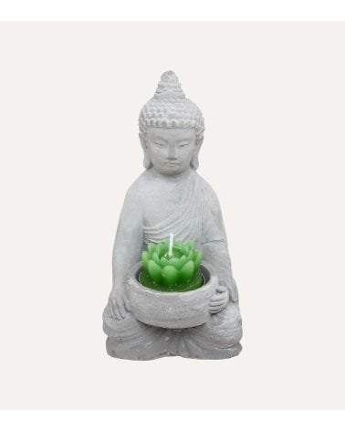 Figura Decorativa Buda Portavelas de Cemento